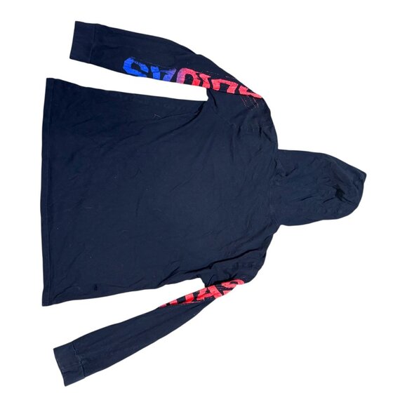 Adidas Youth XL Hoodie Black With Blue Pink Logo Graphic Long Sleeve Cotton READ - Picture 7 of 8